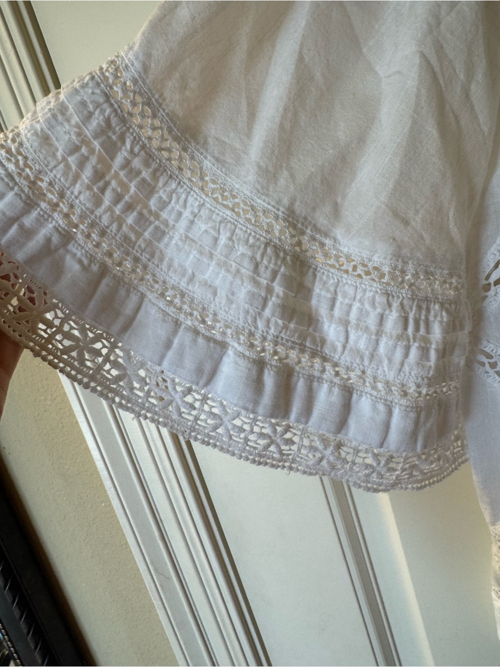 Anthropologie White eyelet crochet cotton bohemian tops sz s - Picture 6 of 6